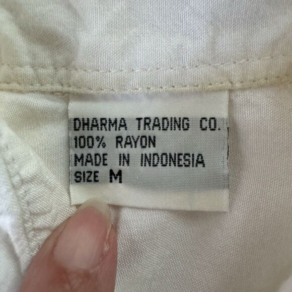 Dharma Trading Co. Short Sleeve Collared Button Up White Pocket Shirt Size Med - Picture 3 of 10